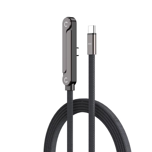 NEOVO Oplaadkabel 240W USB-C 1,5 m - 360° Draaibare & Opvouwbare Telefoonstandaard - 90° Gaming Connector - PD Snelladen Gevlochten