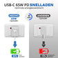 NEOVO 65W USB-C Snellader – iPhone 17/ 16/ 15 Oplader – Samsung S26 / S25 / S24 Snellader – MacBook Oplader – Wit