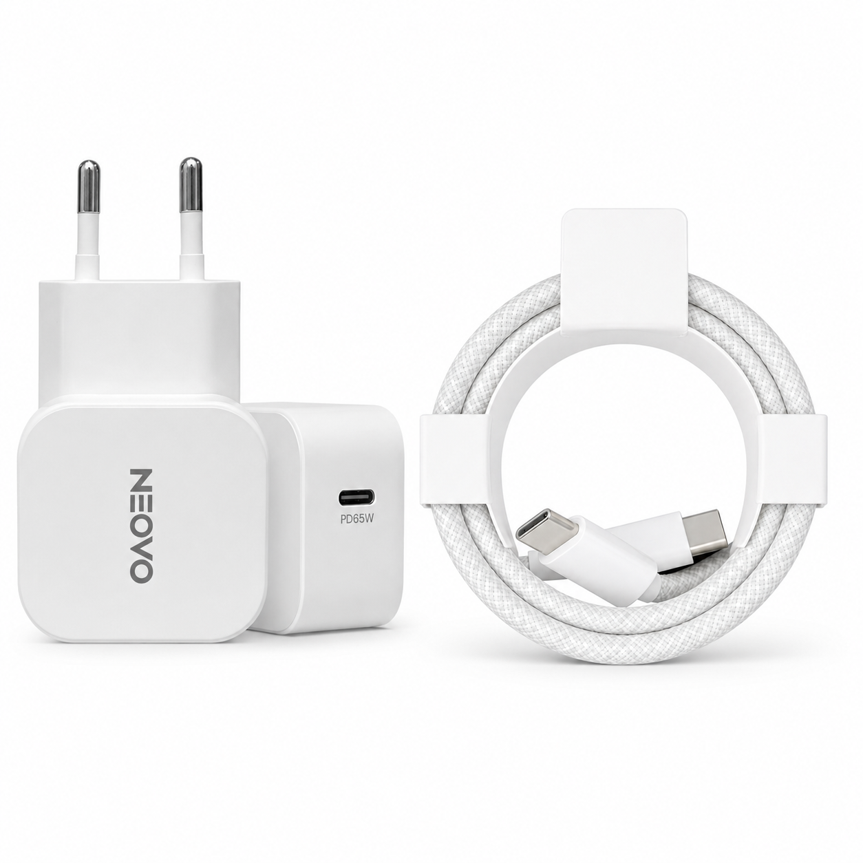 NEOVO 65W USB-C Snellader met 240W USB-C Kabel – iPhone 17/16/15 Oplader – Samsung S26/S25/S24 Snellader – USB-C Oplader voor MacBook, iPad & Laptop