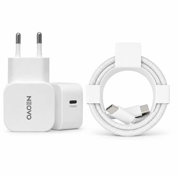 NEOVO 65W USB-C Snellader met 240W USB-C Kabel – iPhone 17/16/15 Oplader – Samsung S26/S25/S24 Snell